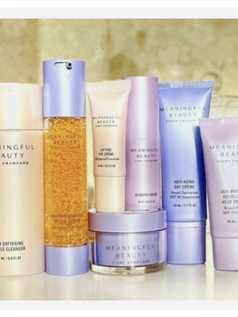 New full size Meaningful Beauty Lavender and Gold Anti-Aging Skincare Collection